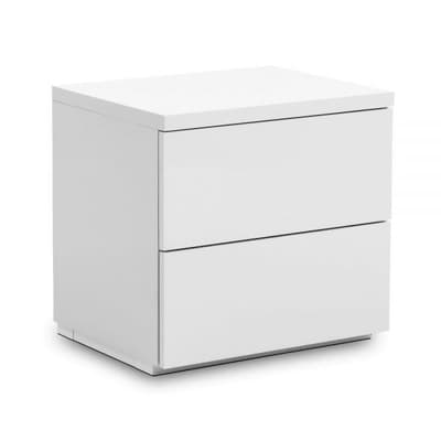 Monaco White Wooden High Gloss 2 Drawer Bedside Table