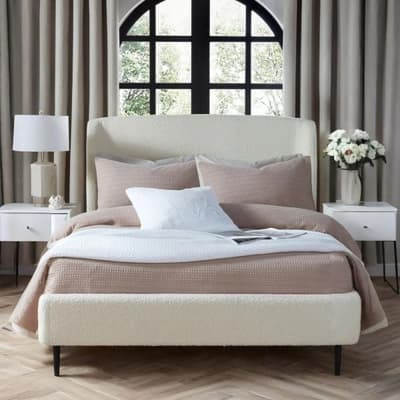 Eden Ivory Boucle Fabric Bed