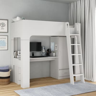 Eden Grey Wooden Storage High Sleeper Bed