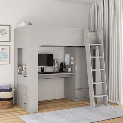 Eden Grey Wooden Storage High Sleeper Bed