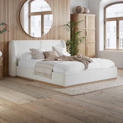 Eden White Boucle Fabric Bed