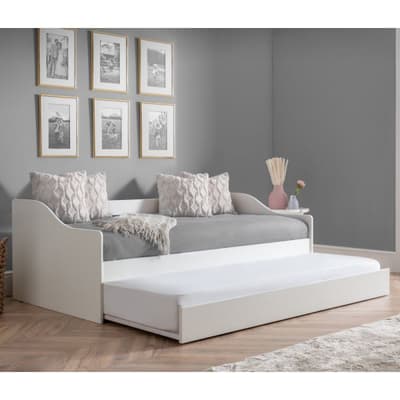Elba White Wooden Day Bed with Guest Bed Trundle Frame
