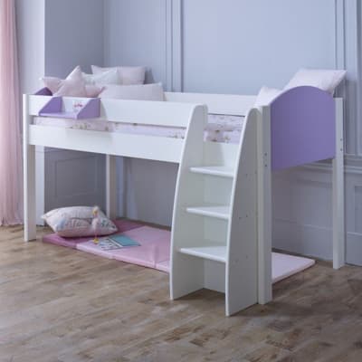 Eli White and Lilac Wooden Mid Sleeper