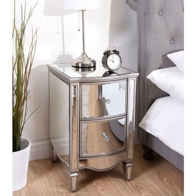 Elysee Mirrored 2 Drawer Bedside Table