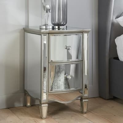 Elysee Mirrored 2 Drawer Bedside Table