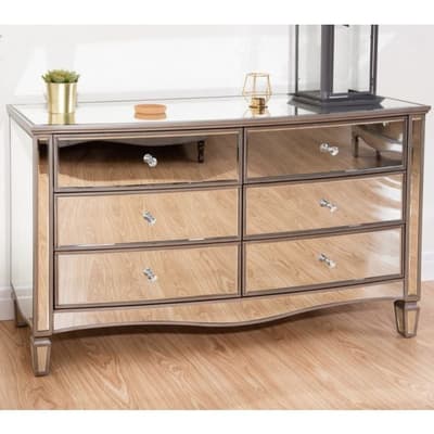Elysee Mirrored 6 Drawer Wide Chest