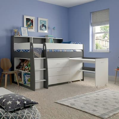 Ersa Grey and White Wooden Mid Sleeper