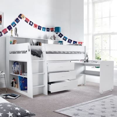 Ersa White Wooden Mid Sleeper Bed