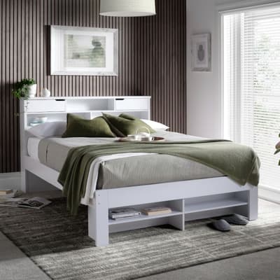 Fabio White Wooden Bookcase Storage Bed