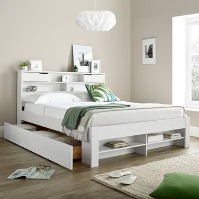 Fabio White Wooden Bookcase Storage Bed Happy Beds