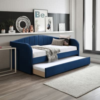 Fabulous Blue Fabric Day Bed with Guest Bed Trundle