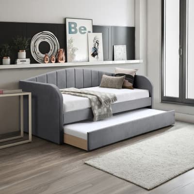 Fabulous Grey Fabric Day Bed with Guest Bed Trundle