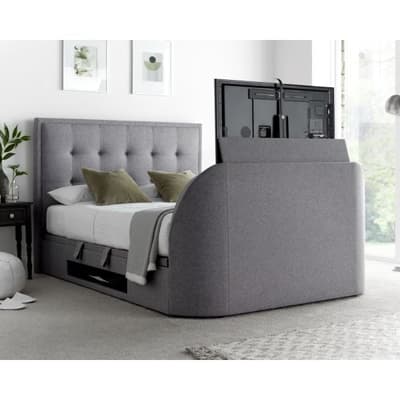 Falstone Light Grey Fabric Ottoman Electric Media TV Bed