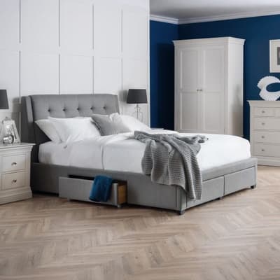 Fullerton Grey Fabric 4 Drawer Storage Bed