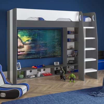 Galaxy Grey and White Wooden Gaming High Sleeper