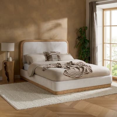 Girona White Fabric Bed