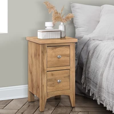 Hampstead Oak Wooden 2 Drawer Bedside Table