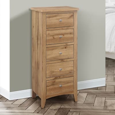 Hampstead Oak Wooden 5 Drawer Chest