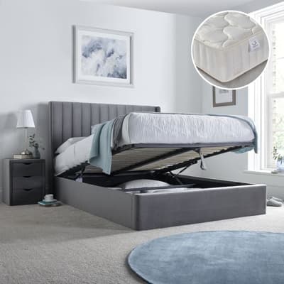 Harper Grey Ottoman Bed with Pinerest Mattress Included
