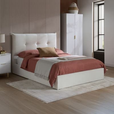 Haven White Fabric Ottoman Storage Bed