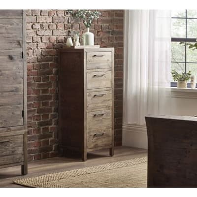 Heritage Pine Wooden 5 Drawer Tallboy