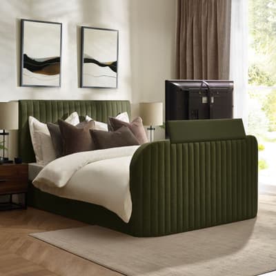 Hermione Green Fabric Ottoman Storage TV Bed