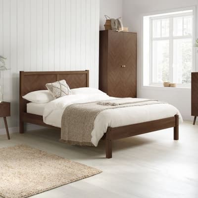 Herringford Walnut Wooden Bed