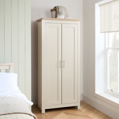 Highgate Cream and Oak Wooden 2 Door Wardrobe