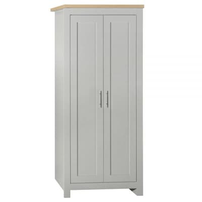 Highgate Grey and Oak Wooden 2 Door Wardrobe