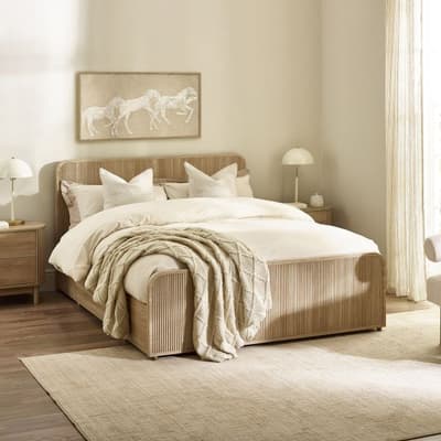 Holven Light Oak Wooden Drawer Storage Bed