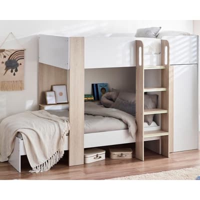 Horizon Pale Wood and White Wooden Storage Bunk Bed