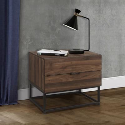 Houston Walnut Wooden 2 Drawer Bedside Table