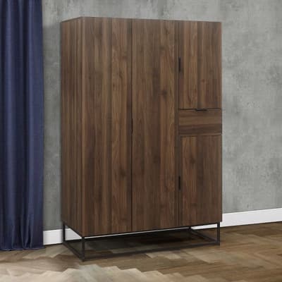 Houston Walnut Wooden 4 Door Wardrobe