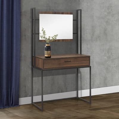 Houston Walnut Wooden Dressing Table and Mirror