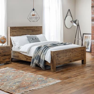 Hoxton Rustic Oak Effect Wooden Bed