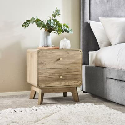 Ingrid Light Oak 2 Drawer Wooden Bedside Table
