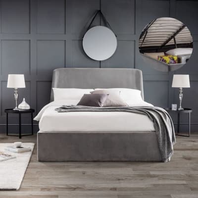 Frida Grey Velvet Ottoman Bed Frame Frida Grey Velvet Ottoman Bed Frame