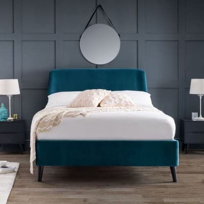 Frida Teal Velvet Bed Frame