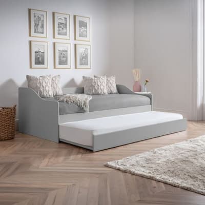 Elba Dove Grey Wooden Day Bed with Guest Bed Trundle Frame