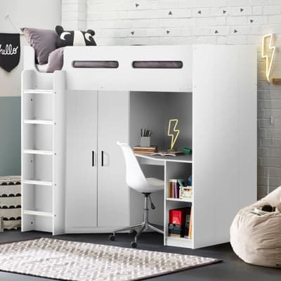 Hercules White Wooden High Sleeper Hercules White Wooden High Sleeper