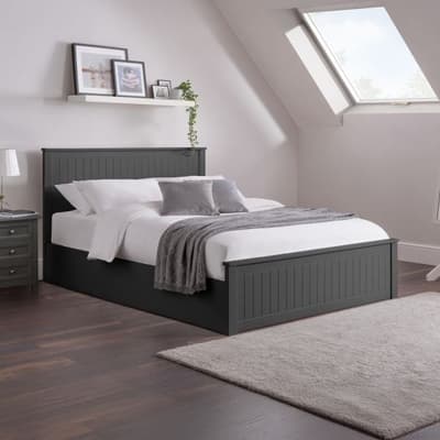 Maine Anthracite Wooden Ottoman Bed Frame
