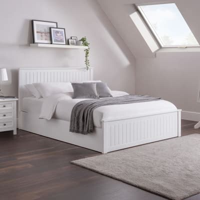 Maine Surf White Wooden Ottoman Bed Frame