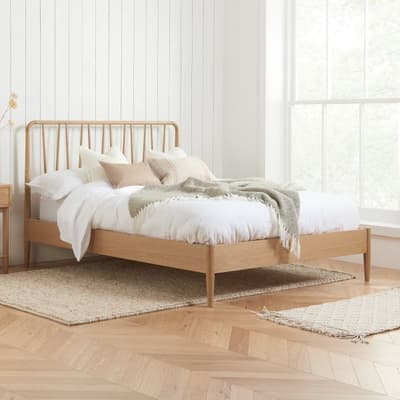 Jesper Wooden Oak Spindle Bed