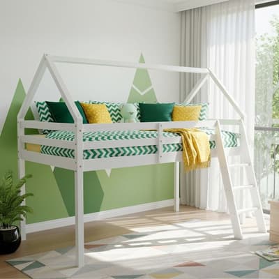 Jinsen White Wooden Mid Sleeper Bed