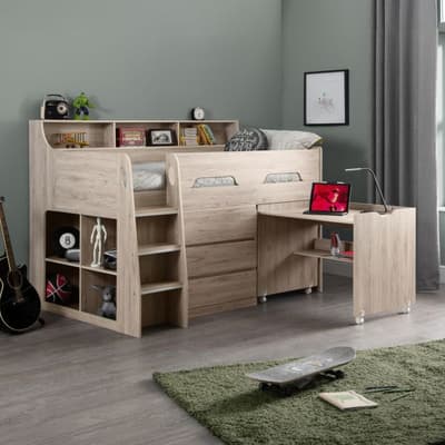 Jupiter Oak Wooden Mid Sleeper Cabin Bed