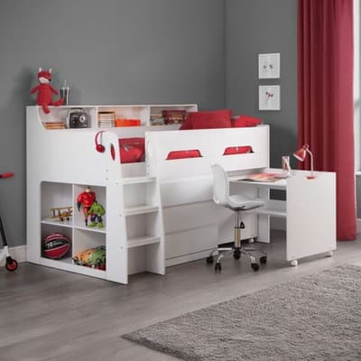 Jupiter White Wooden Mid Sleeper Cabin Bed