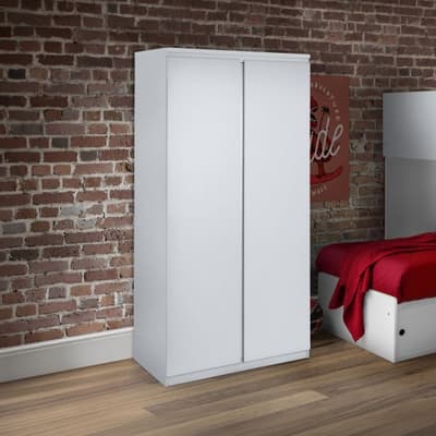 Jupiter White Wooden 2 Door Wardrobe