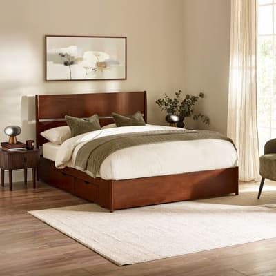 Kavin Walnut Wooden 4 Drawer Storage Bed