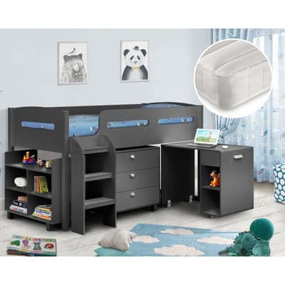 Kimbo Anthracite Mid Sleeper Cabin Bed with Noah Mattress Included Kimbo Anthracite Mid Sleeper Cabin Bed with Noah Mattress Included