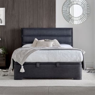 Kirkby Slate Grey Fabric Ottoman Storage Bed